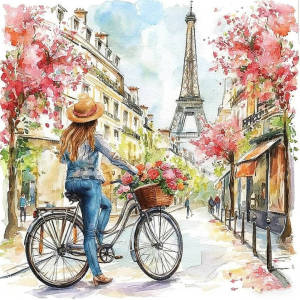 Bộ Tranh Kim Cương 5D Huacan - Phố Paris - Tranh Thêu Kim Cương Đầy Đủ Trang Trí Nhà Cửa Bộ Đầy Đủ Kim Cương Nhựa Tròn & Vuông