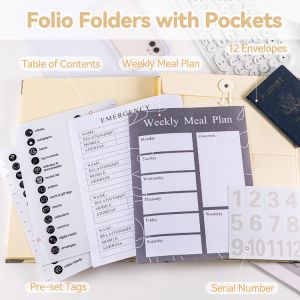 Manila Pocket Accordion File Organizer In Case I Go Missing Large-capacity Binder Expanding File Folder with Labels Folio Document Organizer