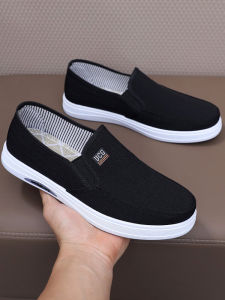 Men's Low-Top Casual Canvas Shoes: Breathable Work Shoes & Slip-On Lazy Style