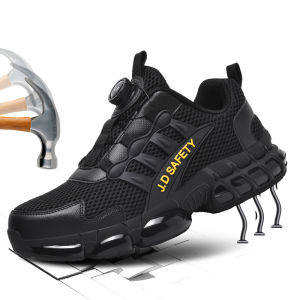 Giày Thể Thao Mũi Thép Dành Cho Nam Giày Bảo Hộ Có Nút Xoay Giày Chống Đâm Thủng Giày Đệm Khí Giày Cao Đến Mắt Cá Chân Không Thể Phá Hủy Dành Cho Người Lớn