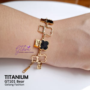 Gelang Rante Wanita Bear Titanium Ori Perhiasan Fashion Import Premium Awet Anti Karat Model Lucu dan Manis gt101