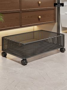Bathroom Storage Rack Wheel Mobile Cabinet Organizer Laundry Basket