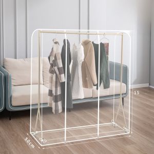 Bedroom Floor Standing Clothes Drying Rack Dust Cover Full Enclosure Transparent Dustproof Simple Mobile Coat Rack Cover