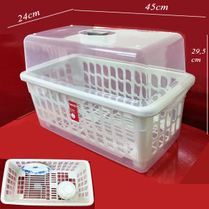 Bộ rổ giá kệ úp ly chén dĩa có nắp kiểu thon dài gọn của Thái Lan. 45x24cm cao 295cm. B2401