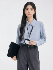 Professional Womens Shirt Blue Short Sleeve
