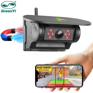 GreenYi 5G WiFi HD Solar Car Camera 100M Magnetic Base Wireless AI Blind Spot Alarm Backup For Bus Van Truck RV Front Rear View