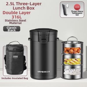 Extra Long Insulation Large Capacity Portable Stainless Steel Lunch Box L