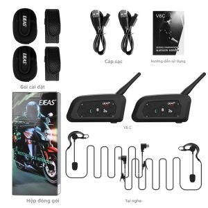 Tai Nghe Bluetooth EJEAS V6C PRO Dành Cho Trọng Tài Đàm Thoại Toàn Băng Tần Chống Nước Móc Tai Thiết Bị Liên Lạc Bóng Đá Với Chức Năng Khử Tiếng Ồn