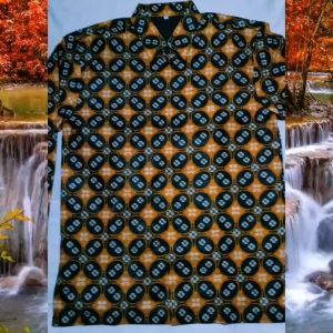 Baju Pria Dewasa Batik Lengan Pendek Panjang Full Furing Batik Wisanggeni Solo Motif Catur Hitam Cokelat