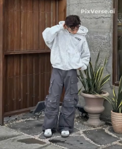 Áo Khoác thun nỉ dày mịnnón rộng 2 lớp vải chínhlogo in nổi dây kéo phaotay phồng rộng bo dệt.form boxy có túi trongcổ cao