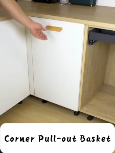 KEYN Aluminum Alloy Kitchen Spice Basket Storage Magic Corner Pull Out Sliding Blind Corner Cabinet Organizer