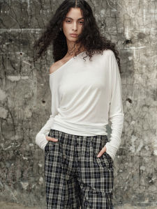 เสื้อตัวบนแขนยาวผ้าไหมลินินคุณภาพสูง ANTIFORM ทรงหลวมๆ สำหรับผู้หญิงในฤดูใบไม้ร่วง คอลเลกชั่นฤดูใบไม้ร่วงปี 2024