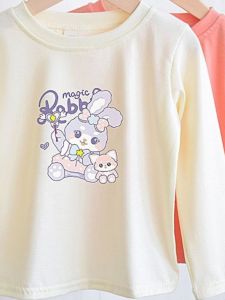 ผ้าฝ้ายบริสุทธิ์สาวสบายๆเสื้อยืดฤดูใบไม้ผลิใหม่ 2024 สไตล์เกาหลีเก๋แขนยาวเสื้อผ้าเด็กเข้าได้หลายชุดหวานเสื้อพื้นฐานสําหรับฤดูใบไม้ผลิและฤดูใบไม้ร่วง