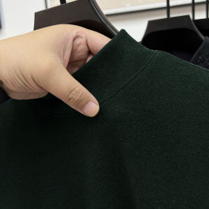 Thickened Double-sided Fleece High Collar Long Sleeve Mens Thermal Underwear T-shirt Pure Color Base Layer Shirt for Autumn Winter
