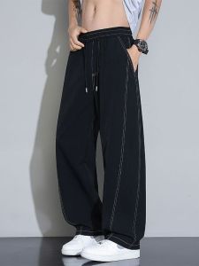 Quần Dài Ống Đứng Bằng Lụa Băng Cho Nam Mùa Hè 2025 Quần Dài Ống Rộng Mỏng Thời Trang Thường Ngày Chống Mài Mòn