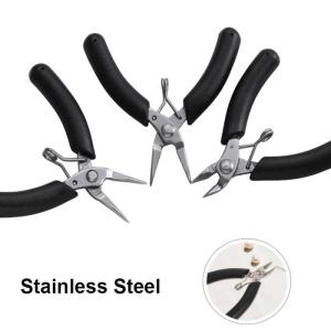 1-3pcs Stainless Steel Mini Needle Nose Pliers Curved Nose Pliers Jewelry Making Hand Tool Pliers for DIY Bracelet Making Tools