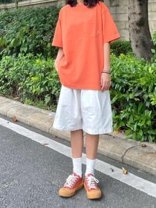 Loose Cotton Workwear Shorts Women Summer Thin Casual Loose White Straight Leg Medium Pants Trendy Wide Leg Five-Point Pants