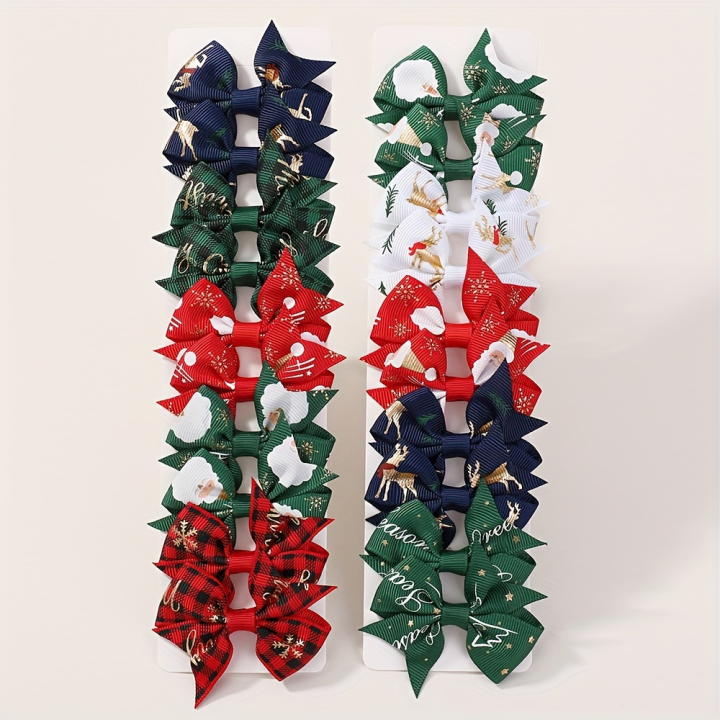 10/20Pcs%20Christmas%20Snowman%20Santa%20Claus%20Bows%20Hair%20Clips%20Baby%20Girls%20Ribbon%20Bowknot%20Hairpin%20Kids%20Headwear%20Supplies%20Hair%20Accessories%20-%20Image%207