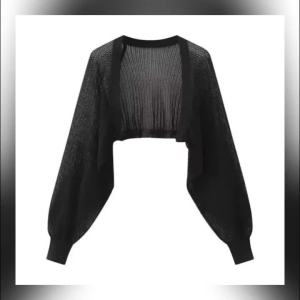 Hollow-out Long-sleeved Knitted Cardigan Top Womens Summer Thin Jacket Vest Dress Shawl Worn Over A Shirt