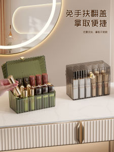 กล่องเก็บเครื่องสำอางแบบใส กล่องเก็บลิปสติก จัดระเบียบพื้นโต๊ะ เก็บของแบบเปิดฝาปิดป้องกันฝุ่น กล่องเก็บลิปสติกแบบใส