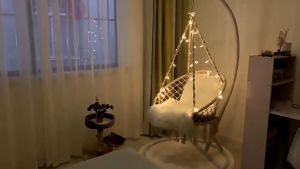 เปลญวน แบบแขวน เปลเก้าอี้นั่ง ทรงกลม แบบถักแฮนด์เมด สไตล์นอร์ดิก