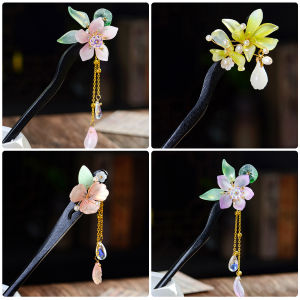 ดอกไม้ลิวเรียบหรูสำหรับผมสไตล์จีนใหม่ ชุดกิ๊บติดผมแบบไม้สำหรับผู้หญิง ตกแต่งผมแบบลำลองและลำลอง