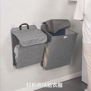 [SG Seller] Foldable Laundry Basket Wall Hanging Bucket Dirty Clothes Wash Bin Container With Handles Box Storage Basket