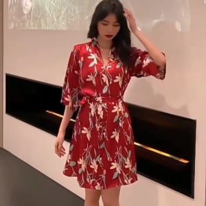 Beevi B722 Setelan piyama 3 in 1 celana panjang celana pendek dan atasan baju tidur wanita elegan