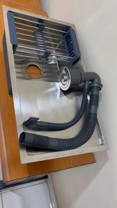 BAK CUCI PIRING STAINLESS 1LOBANG DG SAYAP TEBAL 3MM LOBANG DALAM 20CM / PREMIUM / / ANTI KARAT / UK 75 X 43 CM / WARNA SATIN