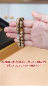 Vòng tay VEGAN Trầm Hương tốc kiến Mệnh Kim cao cấp 8mm