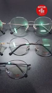 Kacamata Bulat Frame Titanium Lensa Ready Plus Minus Size 52-17-141 Kode 9767