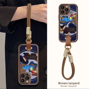 Sup&LV | Apple 16 iPhone 16 Pro Max Womens New Style Lanyard Cute Dog Anti-Fall Protective Case Creative Unique Design Autumn Winter