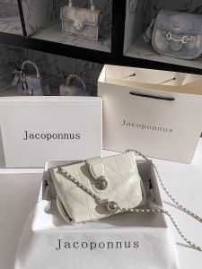 White Leather Chain Bag Womens Fashionable Winter New Style Small Luxury Crossbody Bag Casual Commuting Shoulder Bag