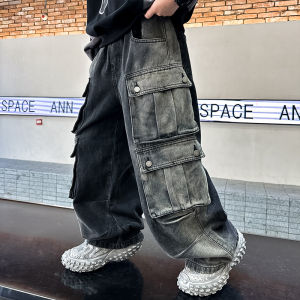 Spring Autumn Boys Jeans Casual Workwear Trousers for Middle Large Children Fashionable Long Pants Cotton Blend Denim