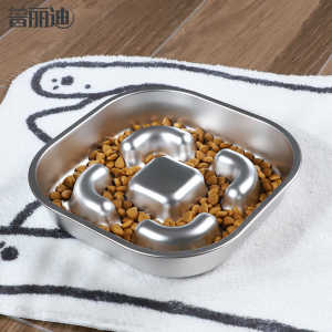 Anti-Skid Anti-Choking Large Stainless Steel Dog Bowl Golden Retriever Corgi French Bulldog Medium Large Dogs Slow Feeding Bowl