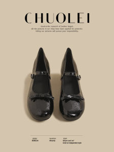 CHUOLEI | Low Heel Black Bow Mary Jane Flats