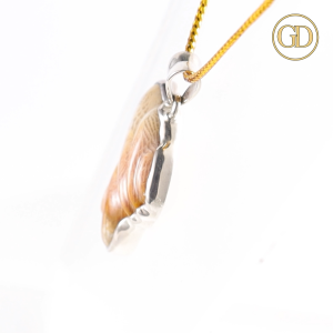 Pendant Gold Plated Elegant Fossil Agate #IAN19-6
