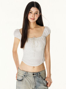 offsoul | Fashionable Spicy Girl Square Neck Tied Short Lace Cutout Top