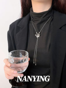 Nanying Simple Extendable Butterfly Pearl Necklace Long Sweater Chain Versatile Fashion Pendant Autumn Winter New Arrival