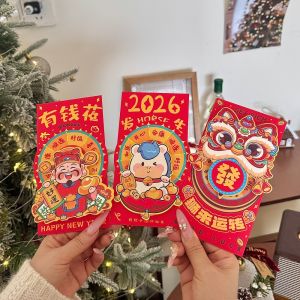 6Pcs Ngựa Năm Quay bao lì xì đỏ Cho 2026 Trung Quốc Năm Mới tiền lì xì Túi 3D May Mắn angpao Túi Màu Đỏ Phước Lành Tiền Gói Lễ Hội Mùa Xuân Thần Tài bao lì xì Đỏ