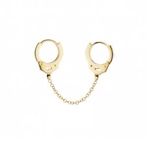 ANENJERY Silver Color Double Ear Hole Hoop Earrings for Women Men Punk Style Tassel Chain Earrings Jewelry