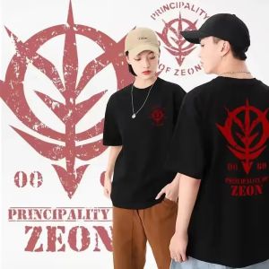 Japanese Anime Gundam T-shirt Char Aznable Zaku Empire of Zeon Mens Womens Cotton T-shirt Short Sleeve Breathable Comfortable