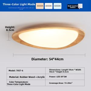 SIJIJIAYUAN | Walnut Wood New Chinese Style Full Spectrum Eye-Protective Ceiling Light
