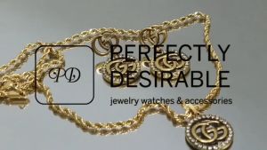 Womens Classic G Trending Fashion Versatile 18k Gold Pendant Necklace And Earring Set With Rope Chain.