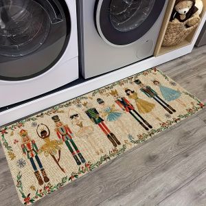 Thảm Trải Sàn Nhà Bếp Bằng Vải Flannel Có Thể Giặt Bằng Máy Chống Thấm Nước Họa Tiết Kẹp Hạt Dẻ Lễ Hội VIKAMA Chất Liệu Polyester Dùng Trang Trí Nhà Cửa