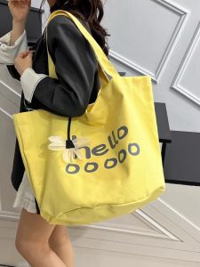 Large Capacity Canvas Tote Bag Womens 2025 New Fashion Casual Lazy Summer Versatile Single Shoulder Bag Soft Open Structure