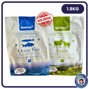 NUTTRIN+ Super Premium (1.8kg) Ocean Fish / Lamb Dog Dry Food - High Protein Recipe for Active Breed
