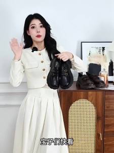 DUSTO | Versatile British Style BLACK Loafers Thick Heel Thick Sole Fall