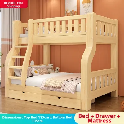 Full Solid Wood Standard Bunk Bed Reinforced