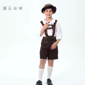 227Kids Boys Girls German Bavarian Oktoberfest Costume Set for Halloween Cosplay Party Beer Festival Dress Up